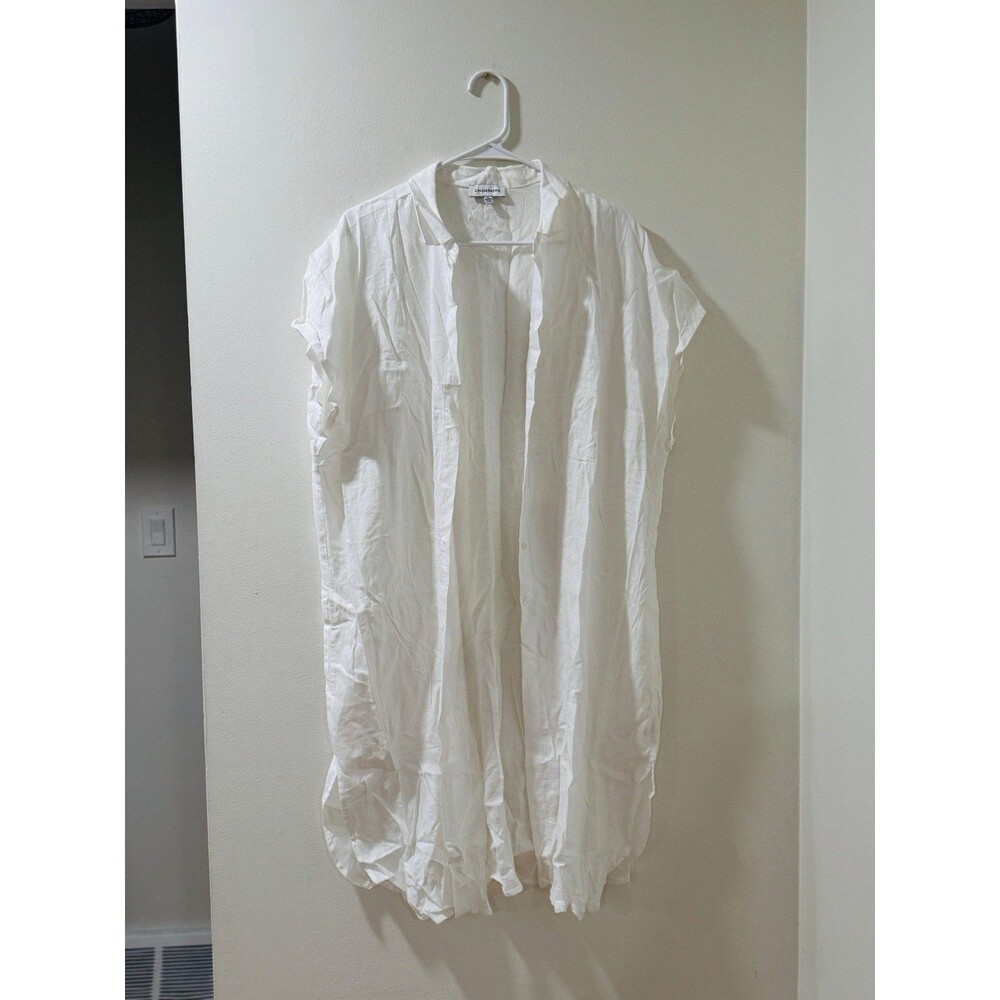 Calligraphie Women's Long Shirt XL Size White Shirt Shot Sleeve